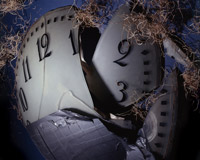 Broken face of the clock at Grand Central Terminal before restoration